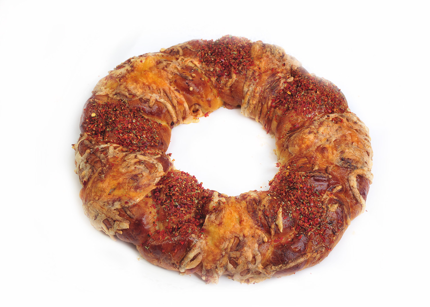 Spicy grand-pretzel with chicken gyros