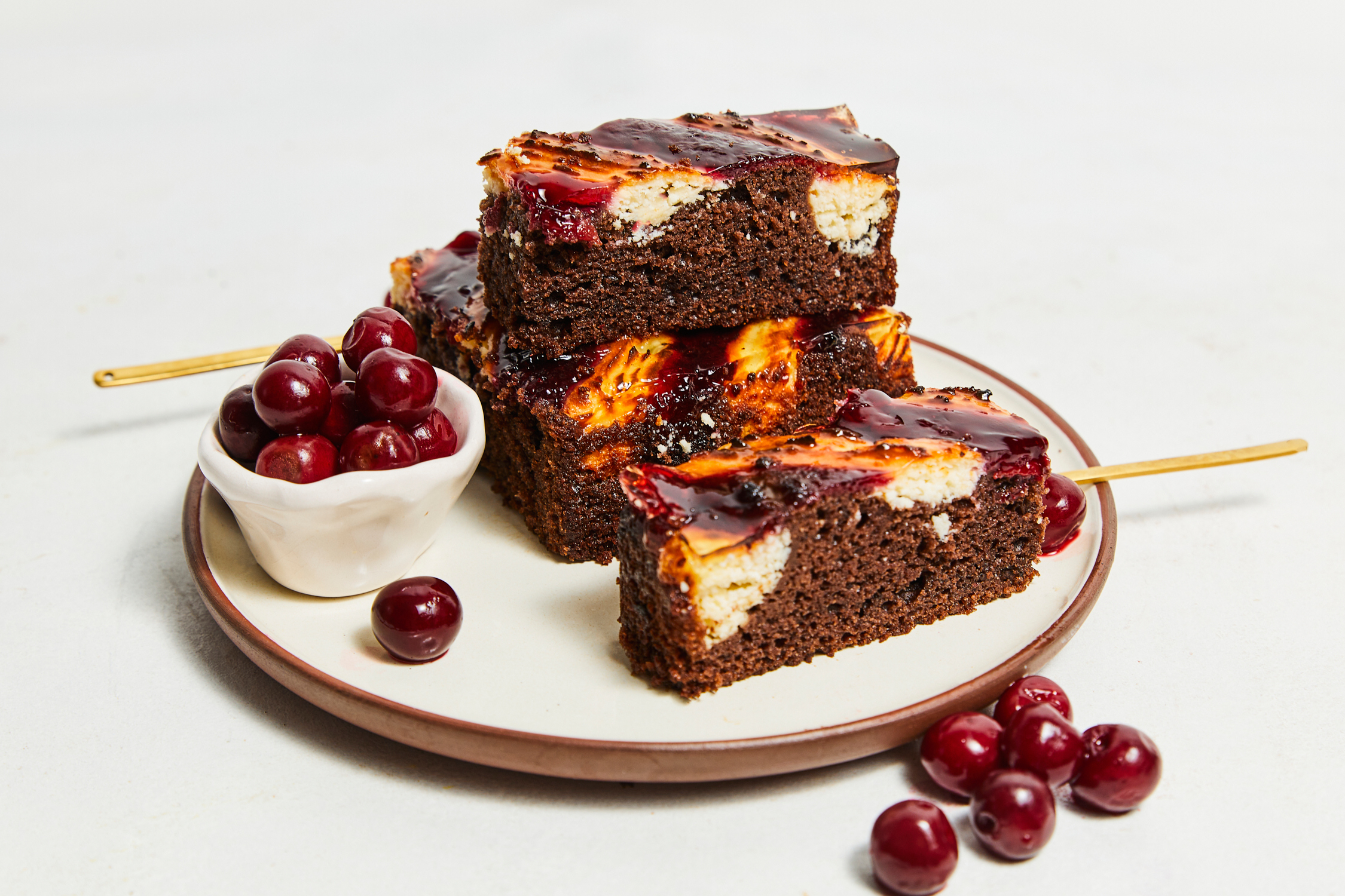 Chocolate, curd, and cherry sheet cake