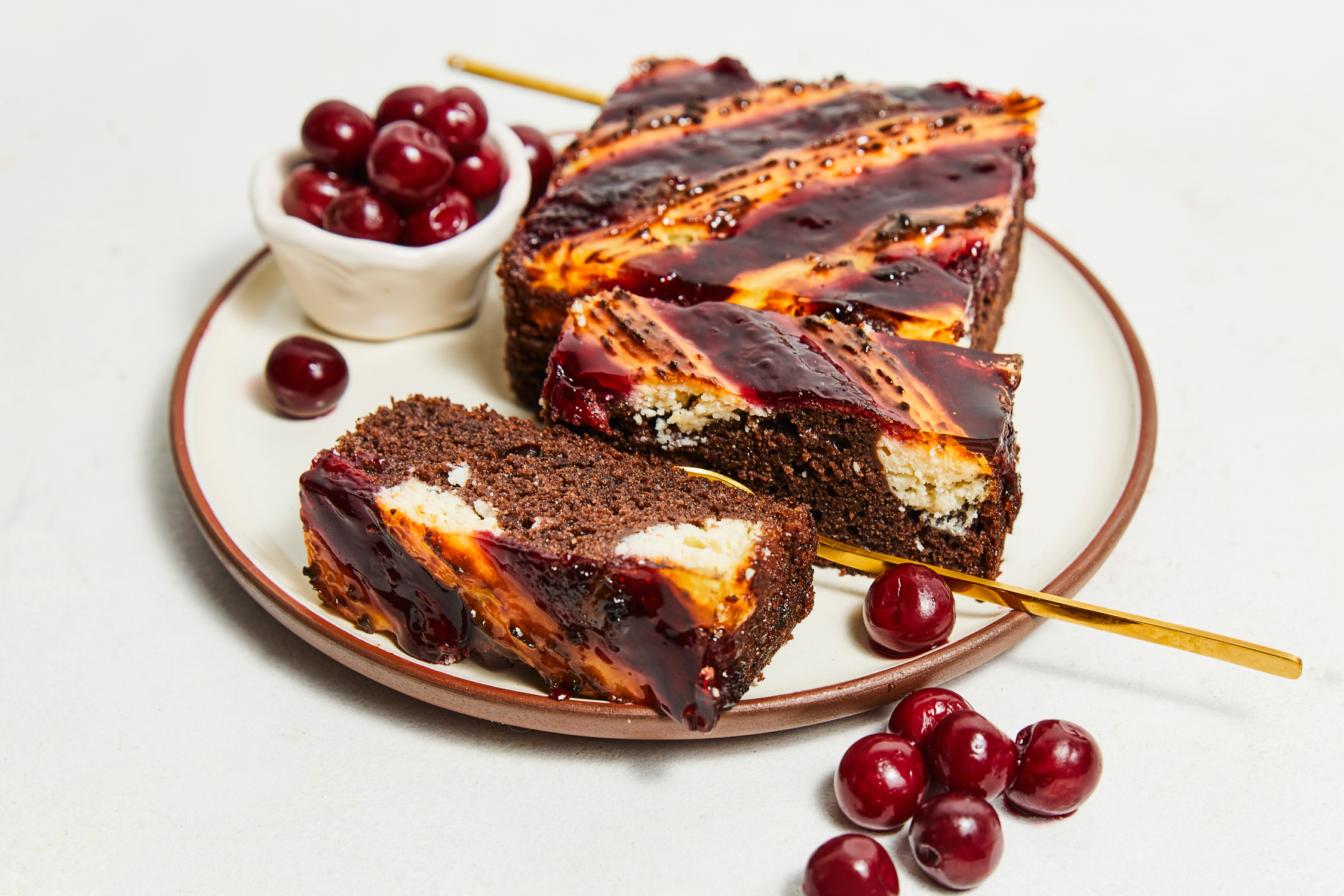 Chocolate, curd, and cherry sheet cake